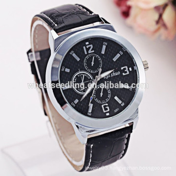 New arrival trendy leather band 3 dial decoration men watch 2014